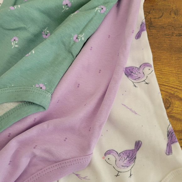 Baby Girls' Bodysuits Size 6M Bird White Purple Green 3-Piece Set Carter's NWT - Picture 4 of 4